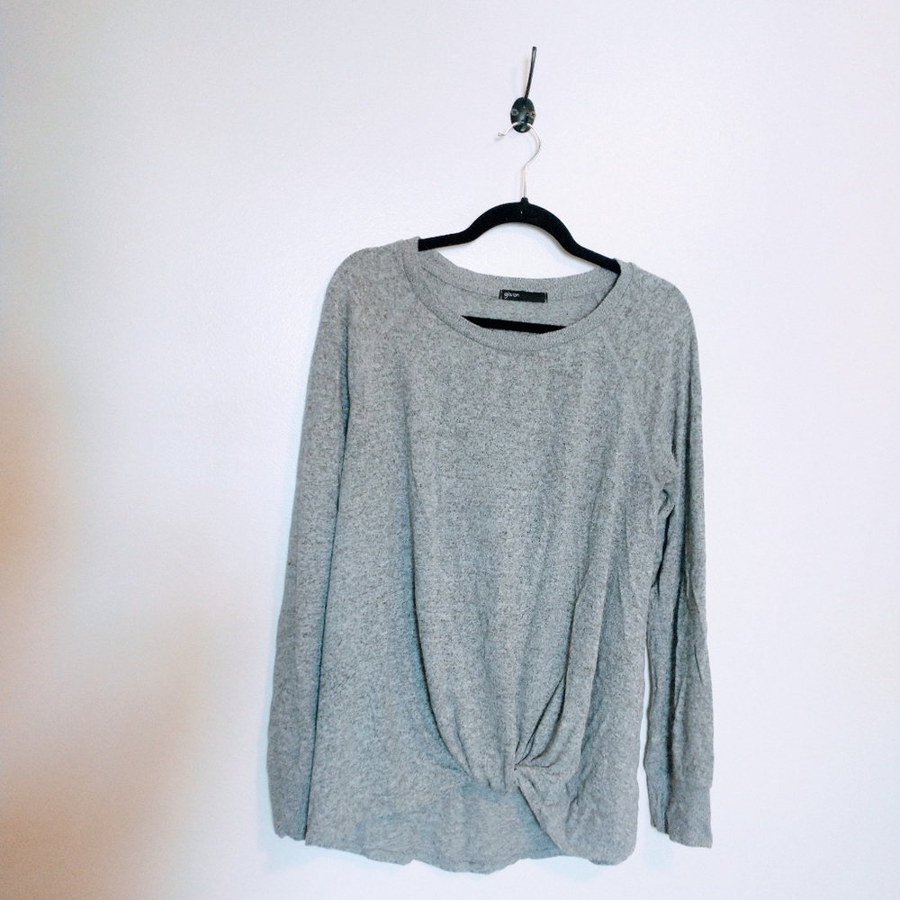 Gibson long sleeve draped knot top